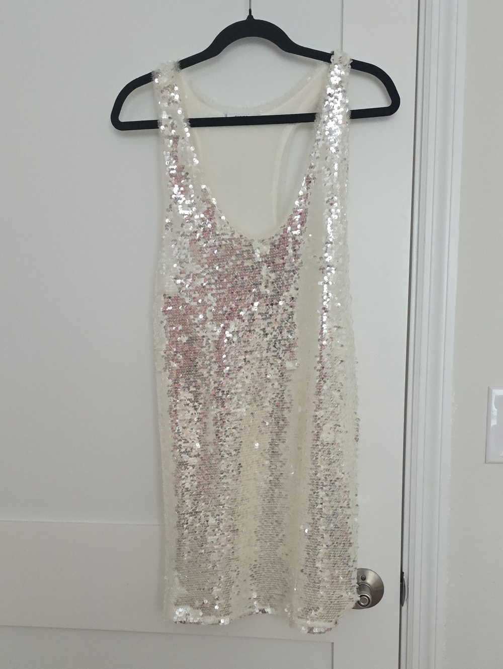 Mango White Sequin Mini Dress